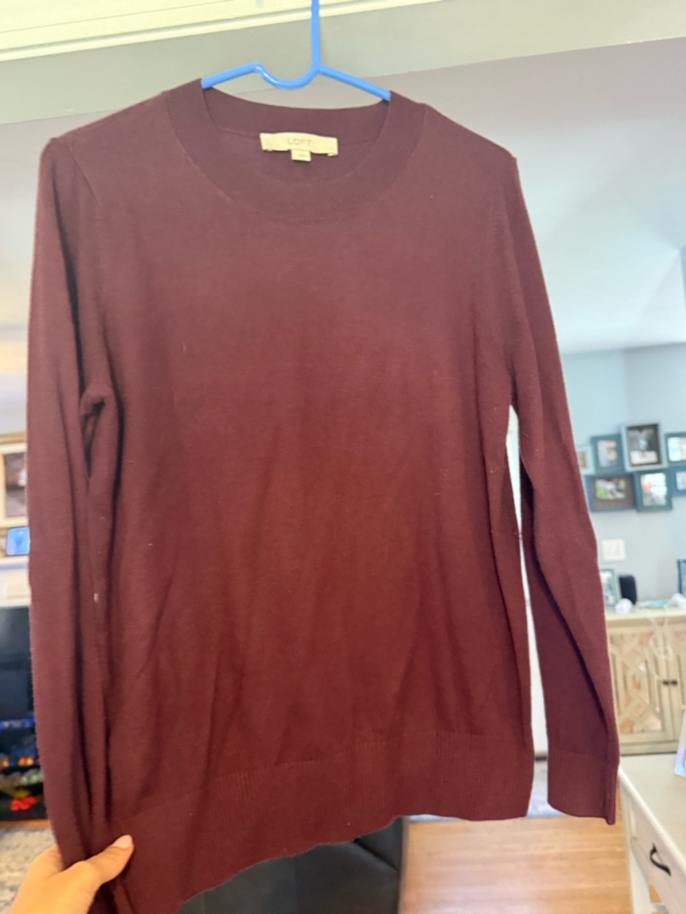 LOFT Women's Maroon Crewneck Sweater